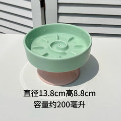 High Foot Slow Feeder Pet Bowl Cat Medium Capacity Anti Choking Anti Tilt Spine Care Ceramic Household Single Bowl