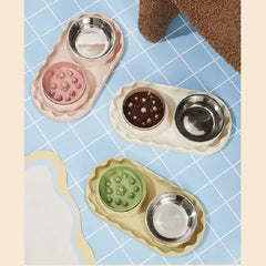 Bowtie Dog Food Bowl And Cat Double Bowl Set Pet Drinking Supplies