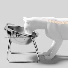 Cat bowl tilted neck protection cat food bowl indoor stainless steel shatterproof 15 ° elevated pet bowl