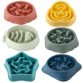 Pet cats and dogs slow eating bowl fat helps with health, round anti suffocation, thick anti slip, multi-color