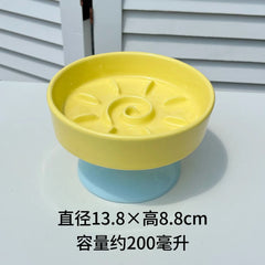 High Foot Slow Feeder Pet Bowl Cat Medium Capacity Anti Choking Anti Tilt Spine Care Ceramic Household Single Bowl
