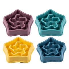 Pet cats and dogs slow eating bowl fat helps with health, round anti suffocation, thick anti slip, multi-color