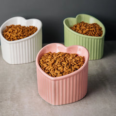 Tilted ceramic cat bowl with bracket - anti tip elevated cat food tray for neck protection