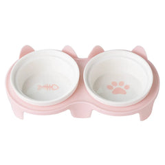Pet Feeding Bowl Cat Single Capacity 15 ° Tilt Neck Protection Non slip Stainless Steel Plastic