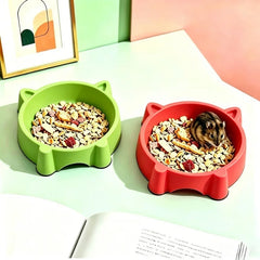 Cat face shaped pet bowl with anti slip base, dog and cat food bowl, cute animal design