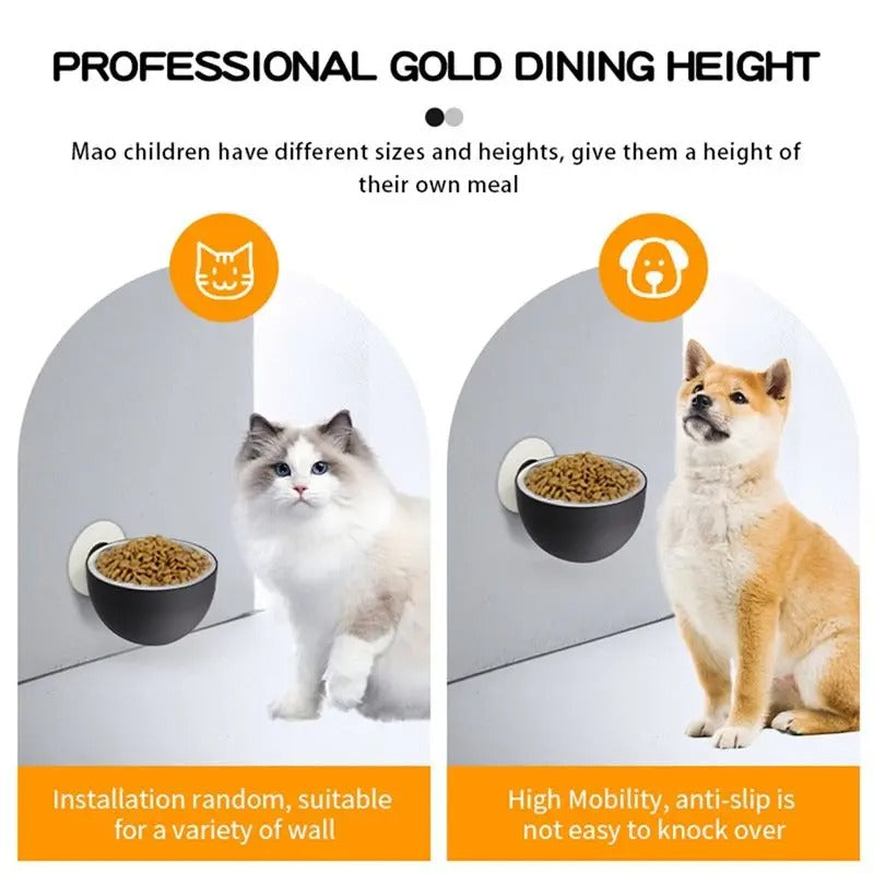 Wall mounted pet feeding bowl