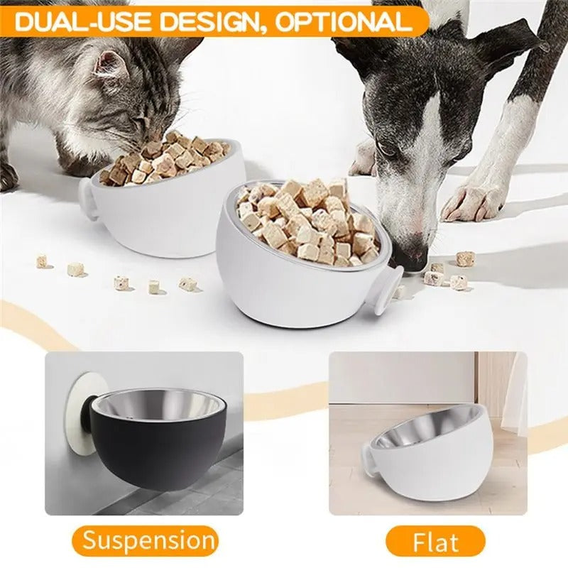 Wall mounted pet feeding bowl
