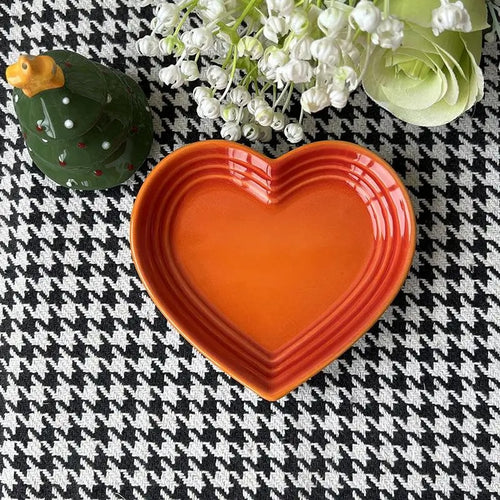 Colorful heart-shaped pet feeding dish