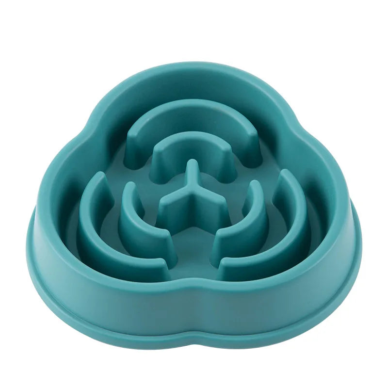 Pet cats and dogs slow eating bowl fat helps with health, round anti suffocation, thick anti slip, multi-color