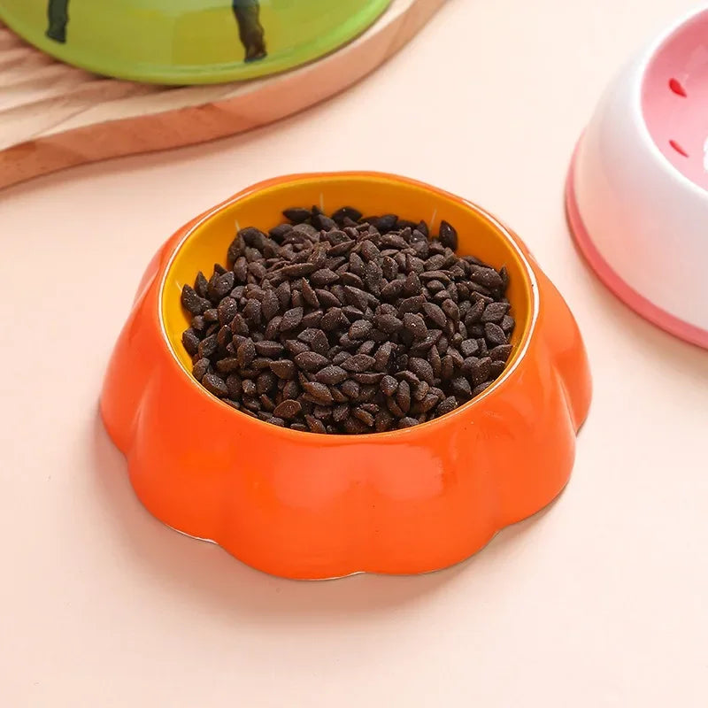 Cute design pet ceramic bowl watermelon strawberry shaped cat food bowl