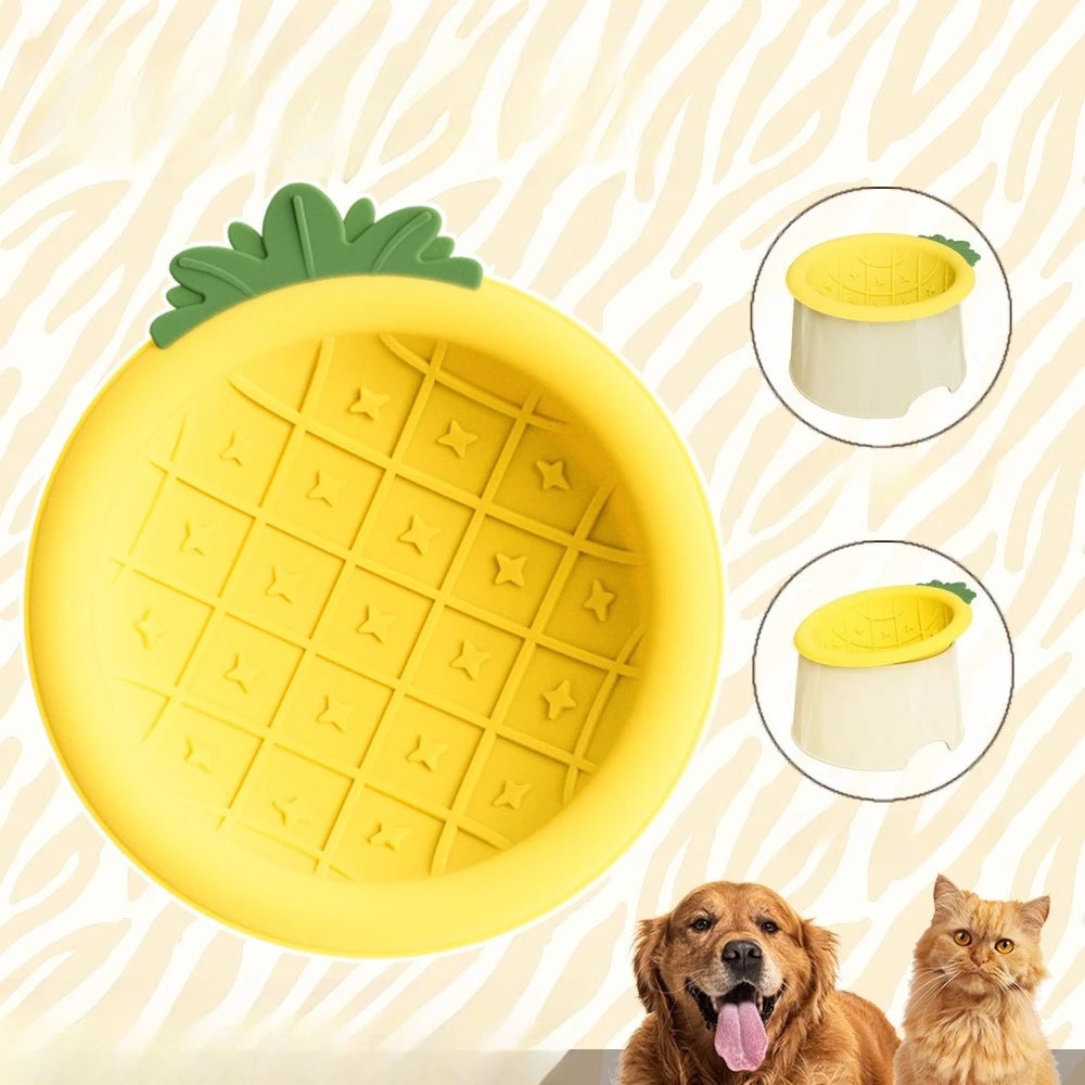 Anti overflow slow feeding bowl, pet silicone bowl to protect cervical spine, high foot rice bowl