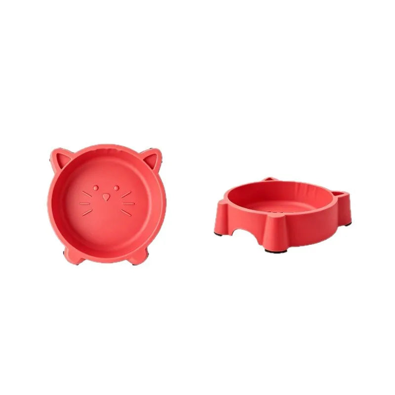 Cat face shaped pet bowl with anti slip base, dog and cat food bowl, cute animal design