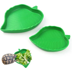 Two-Piece Leaf Design Bowl Plate for Reptiles and Small Animals