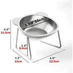 Cat bowl tilted neck protection cat food bowl indoor stainless steel shatterproof 15 ° elevated pet bowl