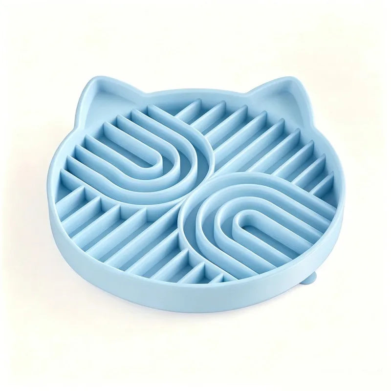 Silicone pet slow-feeding dish for cats and dogs, anti-choking suction cup type slow-feeding bowl