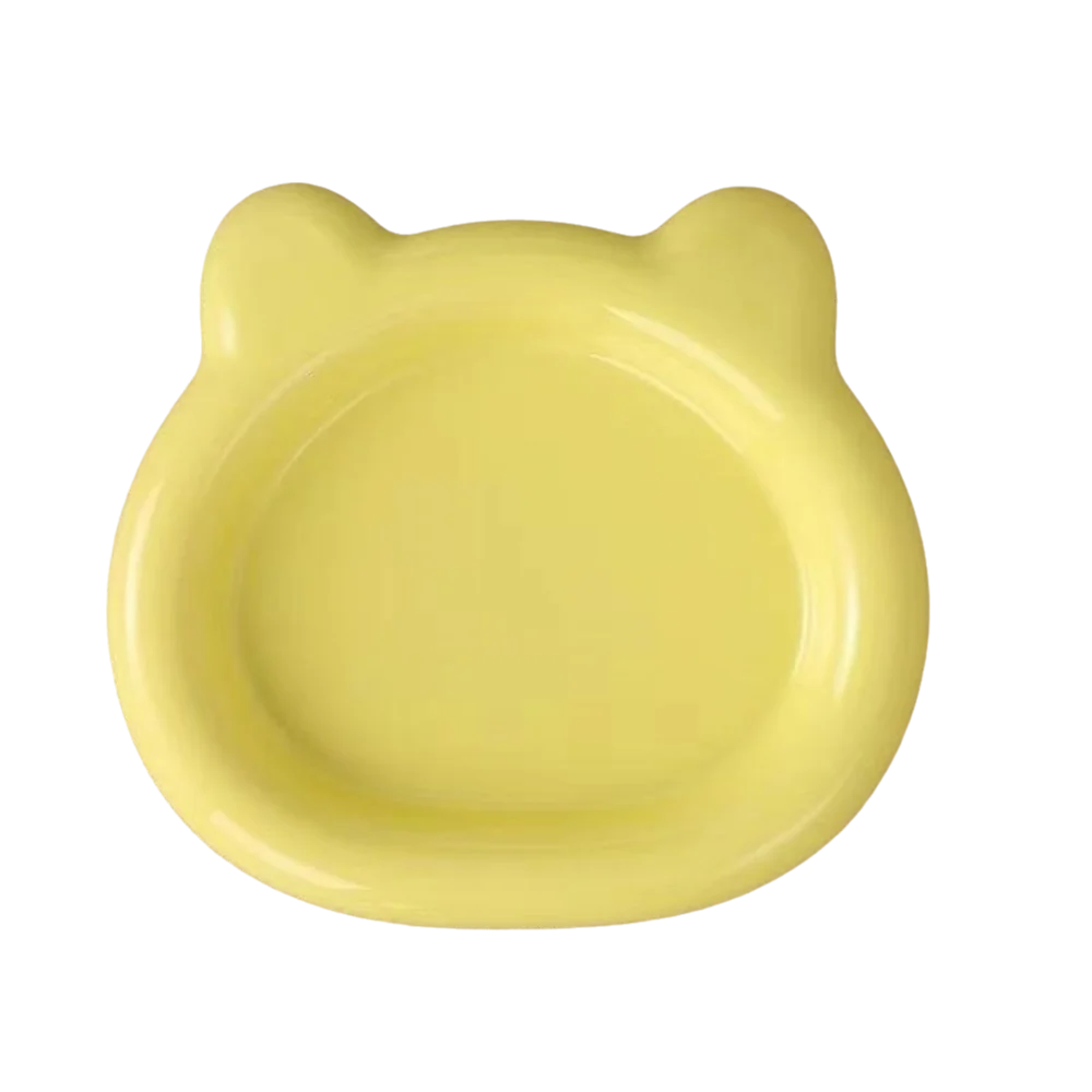 Durable plastic PP cat bowl, cute kitten bowl, teddy bear pet supplies