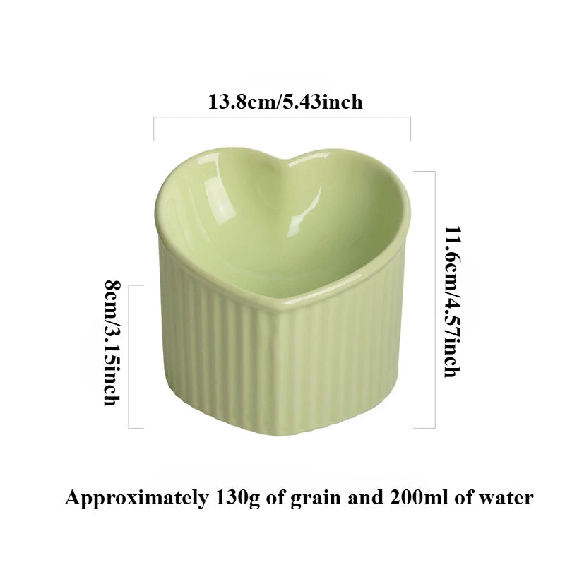Tilted ceramic cat bowl with bracket - anti tip elevated cat food tray for neck protection