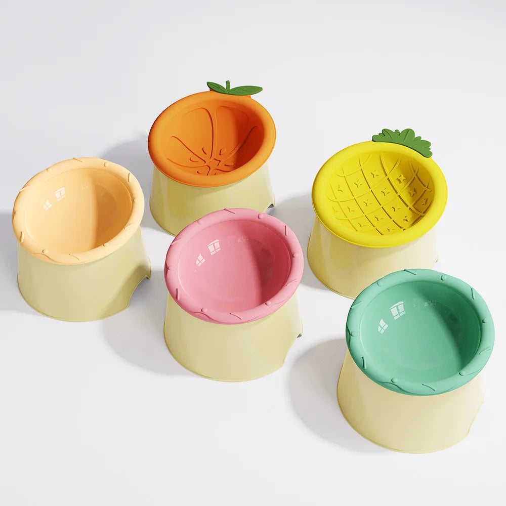 Anti overflow slow feeding bowl, pet silicone bowl to protect cervical spine, high foot rice bowl