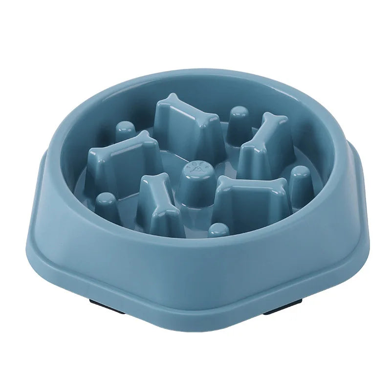 Pet cats and dogs slow eating bowl fat helps with health, round anti suffocation, thick anti slip, multi-color