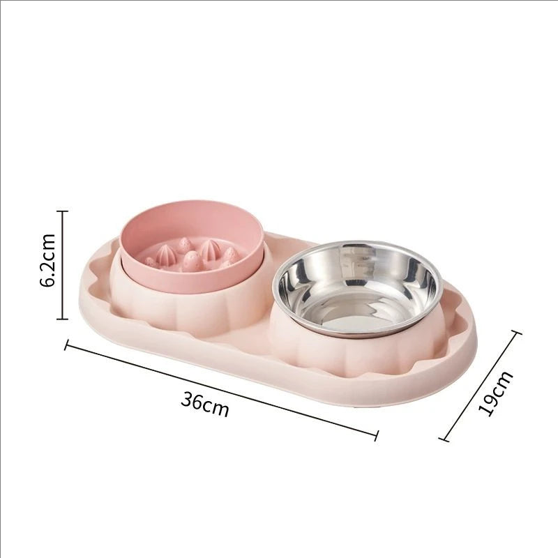 Bowtie Dog Food Bowl And Cat Double Bowl Set Pet Drinking Supplies