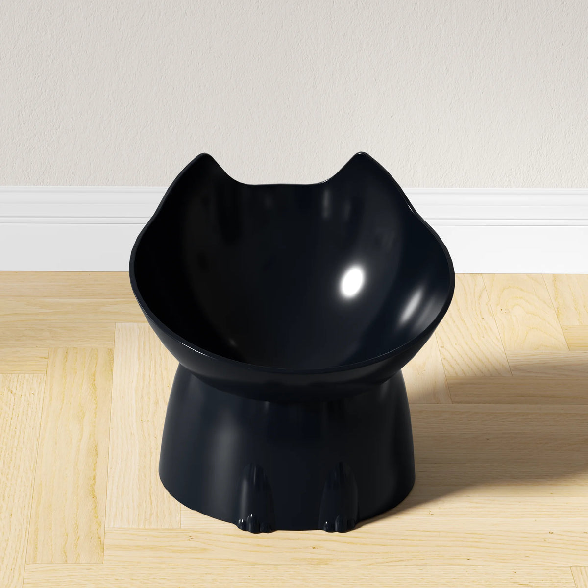 Elevated cat bowl, tilted elevated pet feeding tray with neck protection, anti rollover plastic cat food bowl