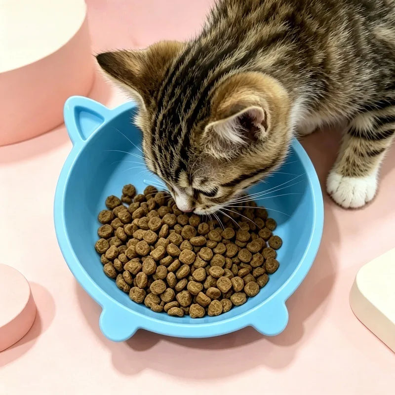 Cat face shaped pet bowl with anti slip base, dog and cat food bowl, cute animal design