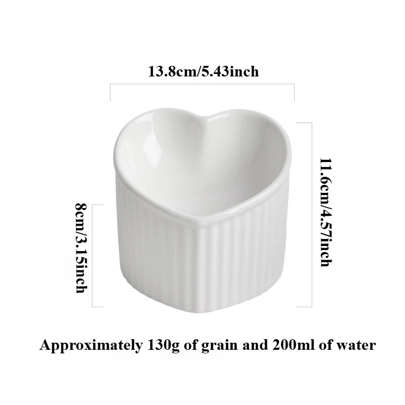 Tilted ceramic cat bowl with bracket - anti tip elevated cat food tray for neck protection