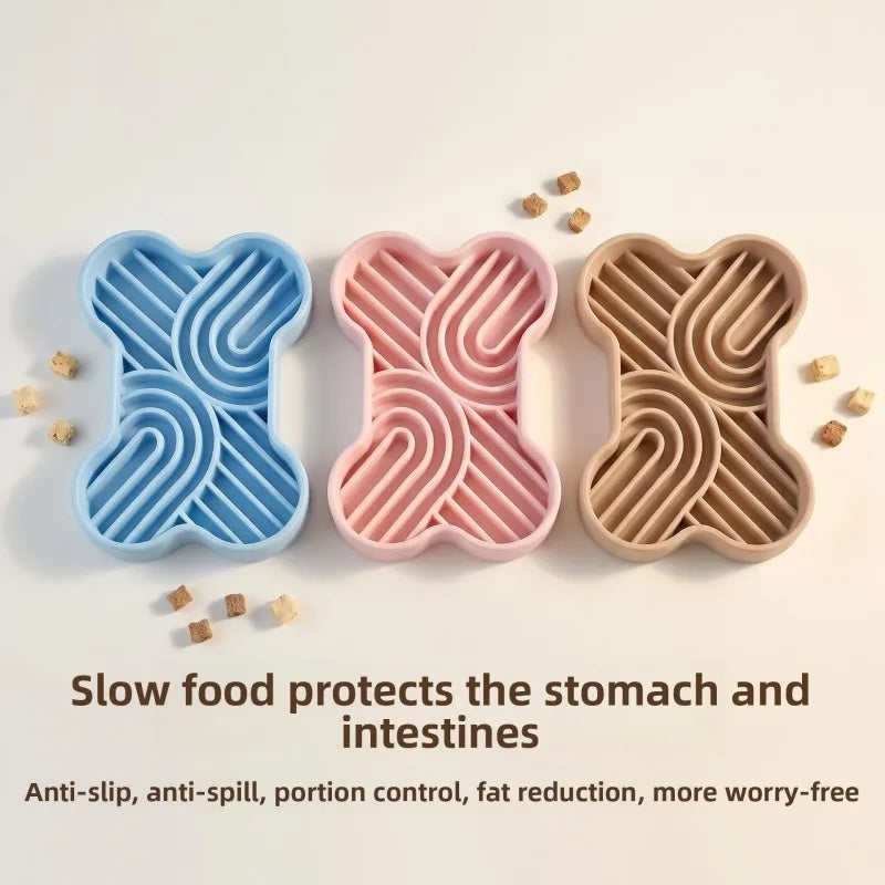 Silicone pet slow-feeding dish for cats and dogs, anti-choking suction cup type slow-feeding bowl