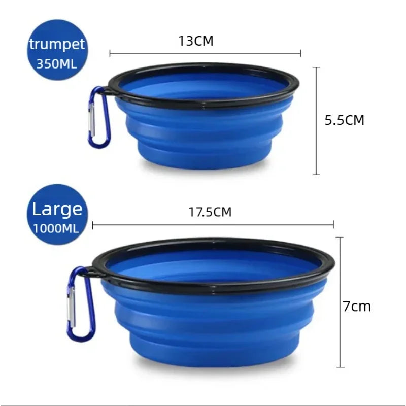 Folding Portable Silicone Dog Feeder Bowl 2-in-1 Pet Dispenser for Outdoor Travel Food And Water Container for Dogs And Cats