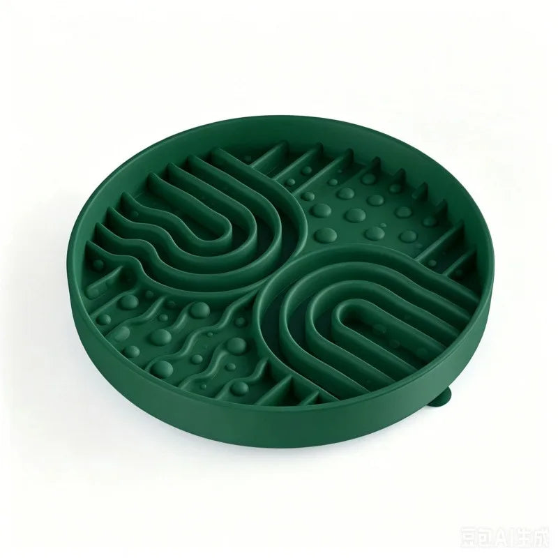 Silicone pet slow-feeding dish for cats and dogs, anti-choking suction cup type slow-feeding bowl