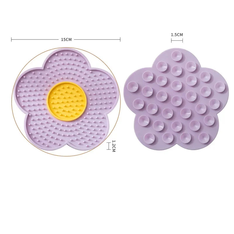 Food grade silicone dog licking pad, cat slow feeding pad, flower shaped pet