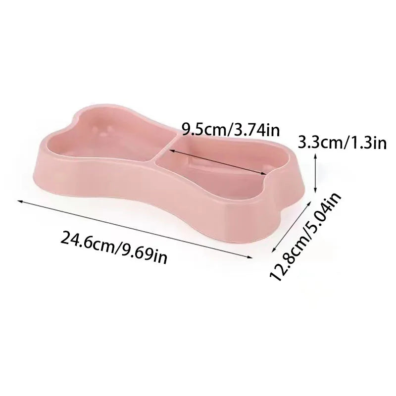 Plastic pet dual bowl cat dog 2-in-1 water dispenser, anti slip and durable, feeding bowl pet