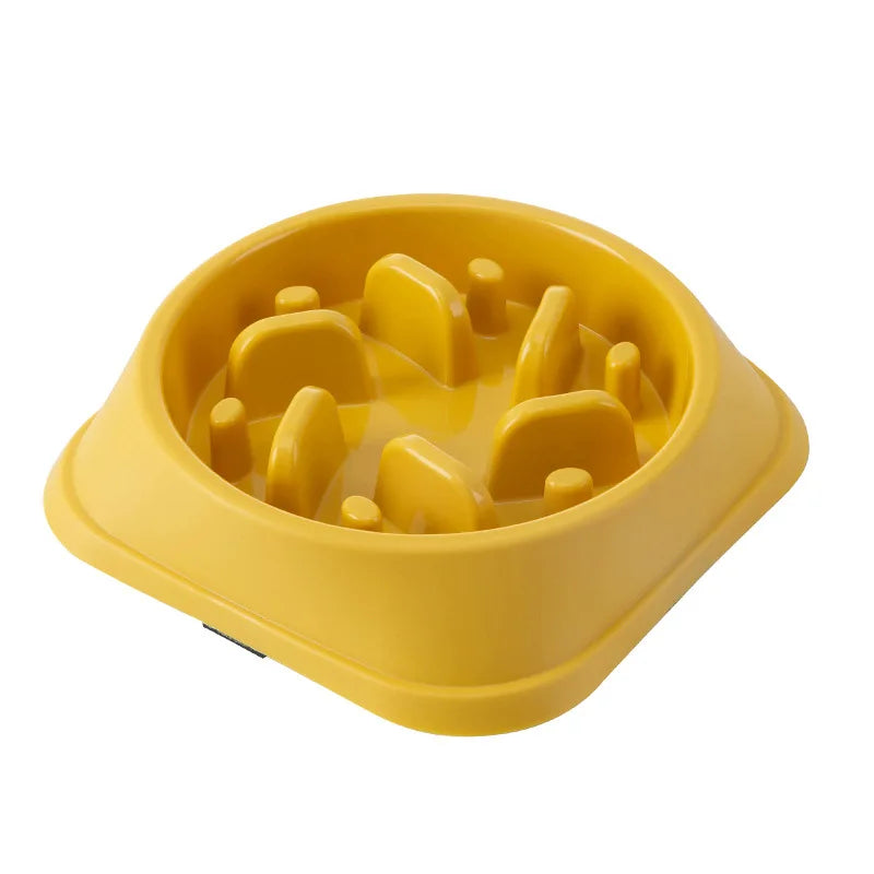 Pet cats and dogs slow eating bowl fat helps with health, round anti suffocation, thick anti slip, multi-color