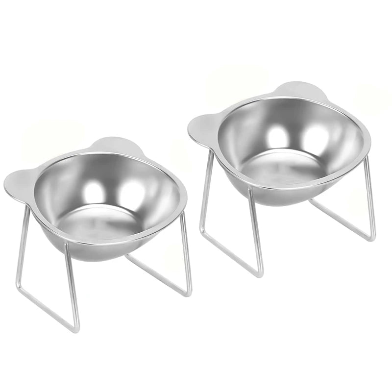 Cat bowl tilted neck protection cat food bowl indoor stainless steel shatterproof 15 ° elevated pet bowl