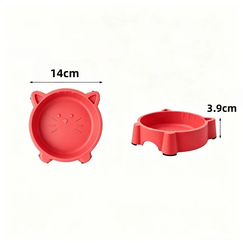 Cat face shaped pet bowl with anti slip base, dog and cat food bowl, cute animal design