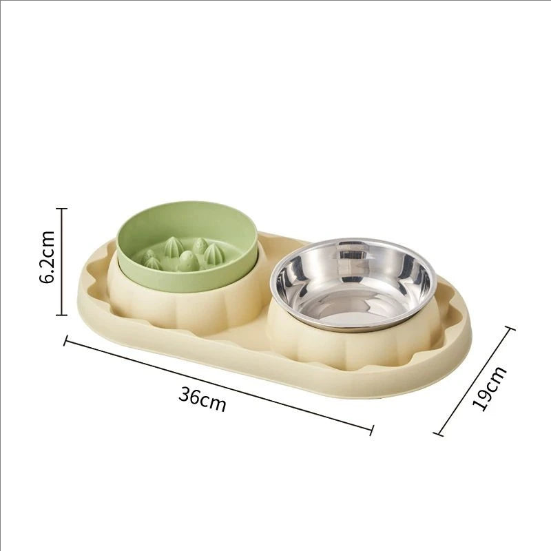 Bowtie Dog Food Bowl And Cat Double Bowl Set Pet Drinking Supplies