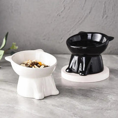 Elevated anti tilt cat bowl neck protection dual-use pet food and water dispenser