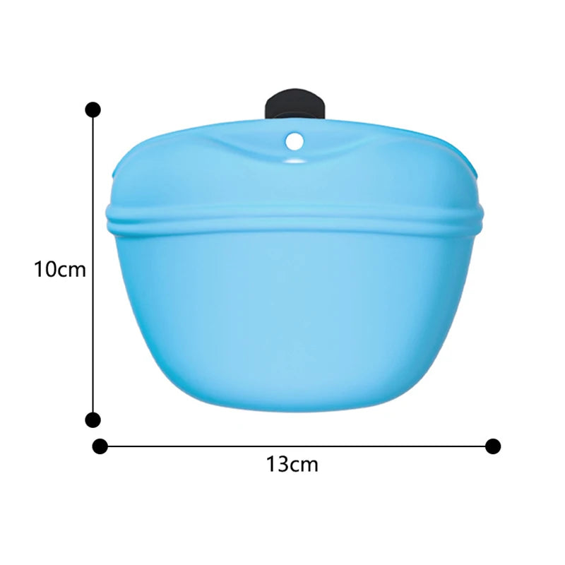 Silicone dog care bag with magnetic sealing, pet training food bag, portable