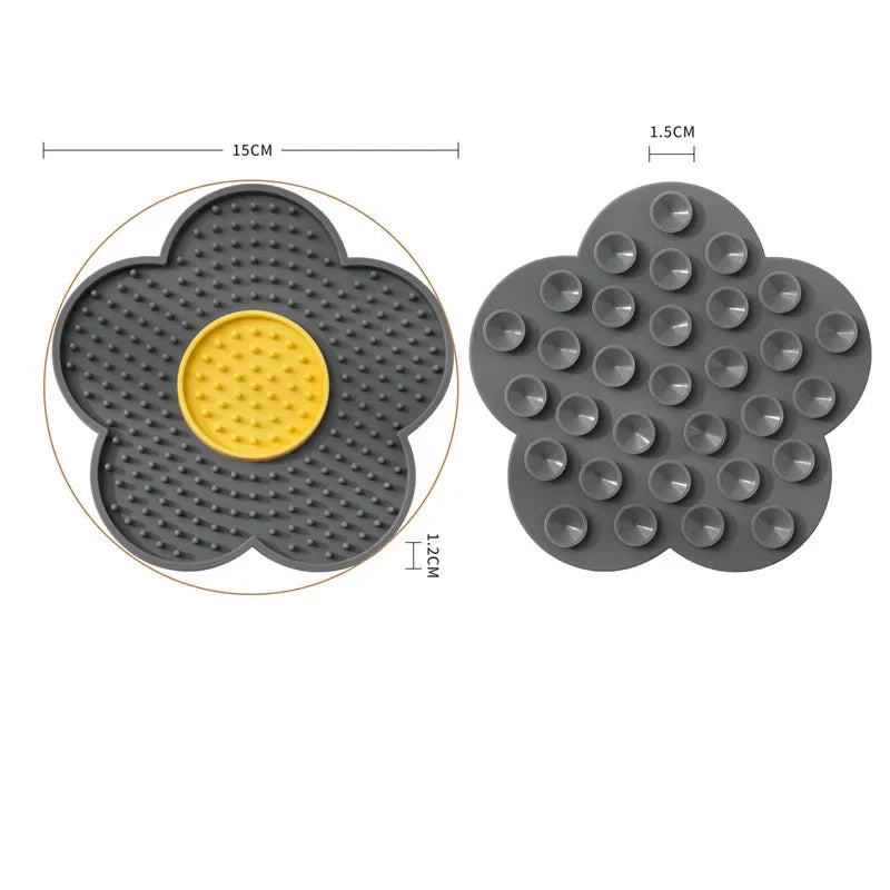Food grade silicone dog licking pad, cat slow feeding pad, flower shaped pet
