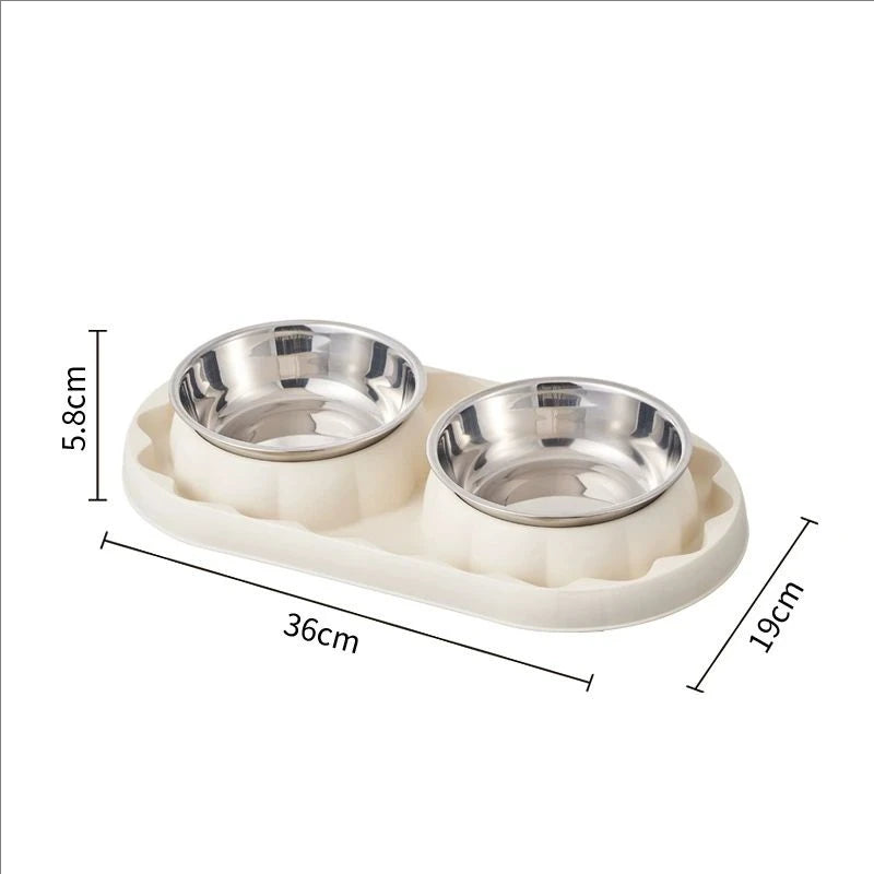 Bowtie Dog Food Bowl And Cat Double Bowl Set Pet Drinking Supplies