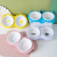 Pet Feeding Bowl Cat Single Capacity 15 ° Tilt Neck Protection Non slip Stainless Steel Plastic