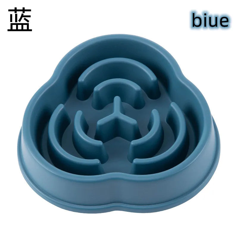 Pet cats and dogs slow eating bowl fat helps with health, round anti suffocation, thick anti slip, multi-color