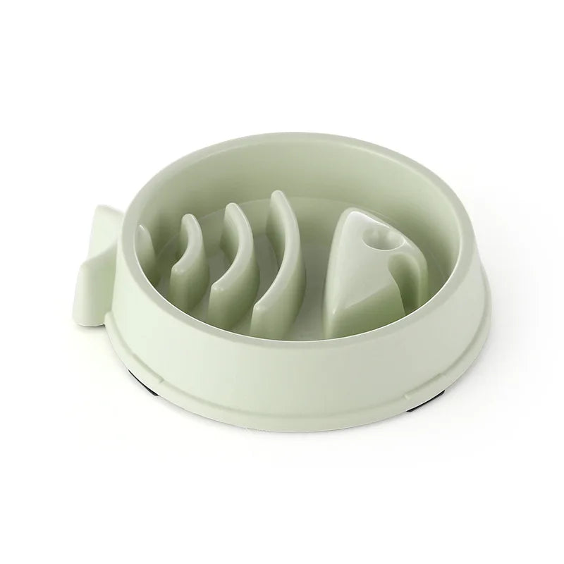 Pet cats and dogs slow eating bowl fat helps with health, round anti suffocation, thick anti slip, multi-color