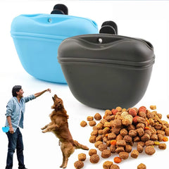 Silicone dog care bag with magnetic sealing, pet training food bag, portable