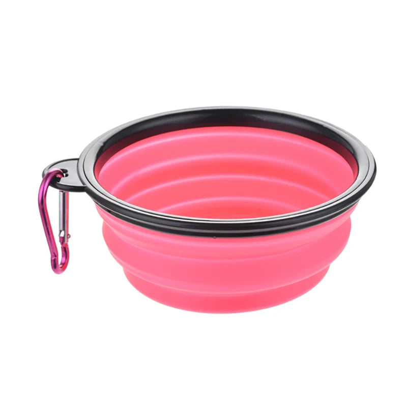 Folding Portable Silicone Dog Feeder Bowl 2-in-1 Pet Dispenser for Outdoor Travel Food And Water Container for Dogs And Cats