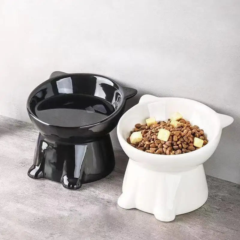 Elevated anti tilt cat bowl neck protection dual-use pet food and water dispenser