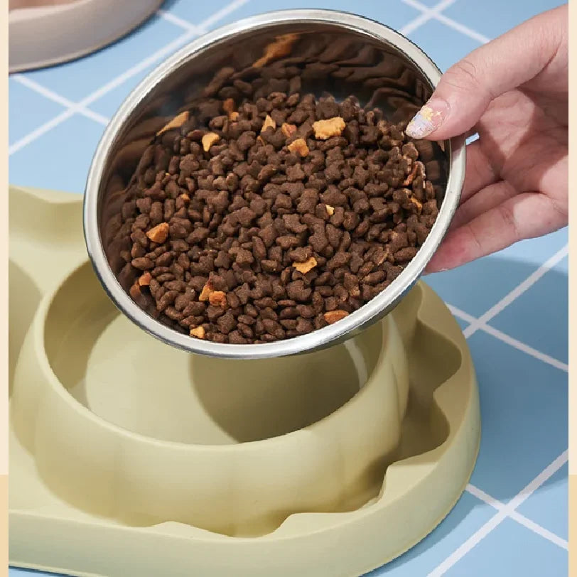 Bowtie Dog Food Bowl And Cat Double Bowl Set Pet Drinking Supplies