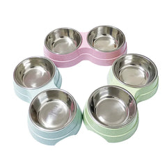 Double pet bowls, dog food dispensers, stainless steel pet water trays, feeders