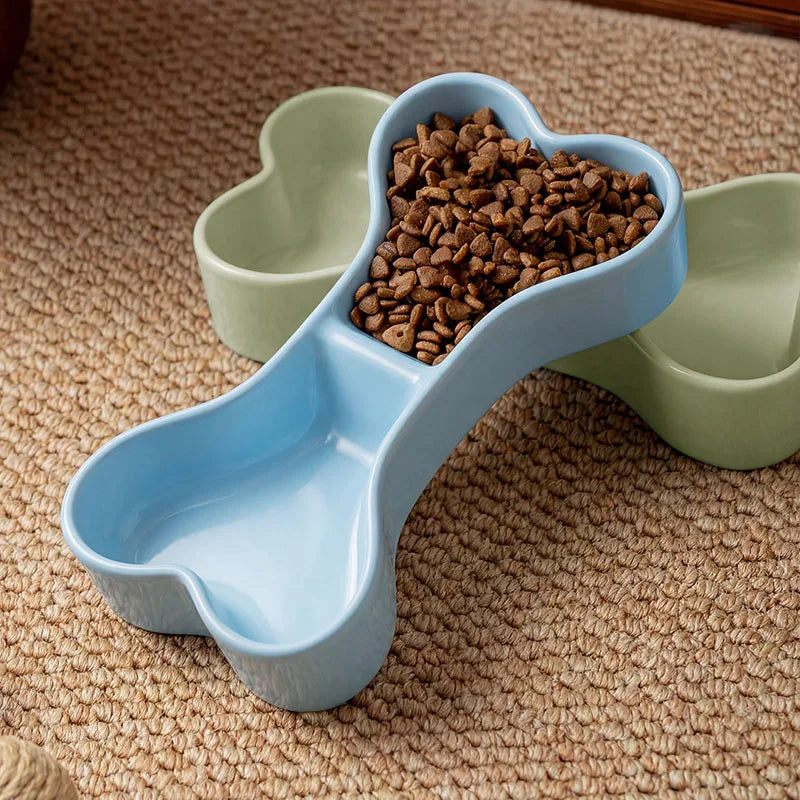 Plastic pet dual bowl cat dog 2-in-1 water dispenser, anti slip and durable, feeding bowl pet