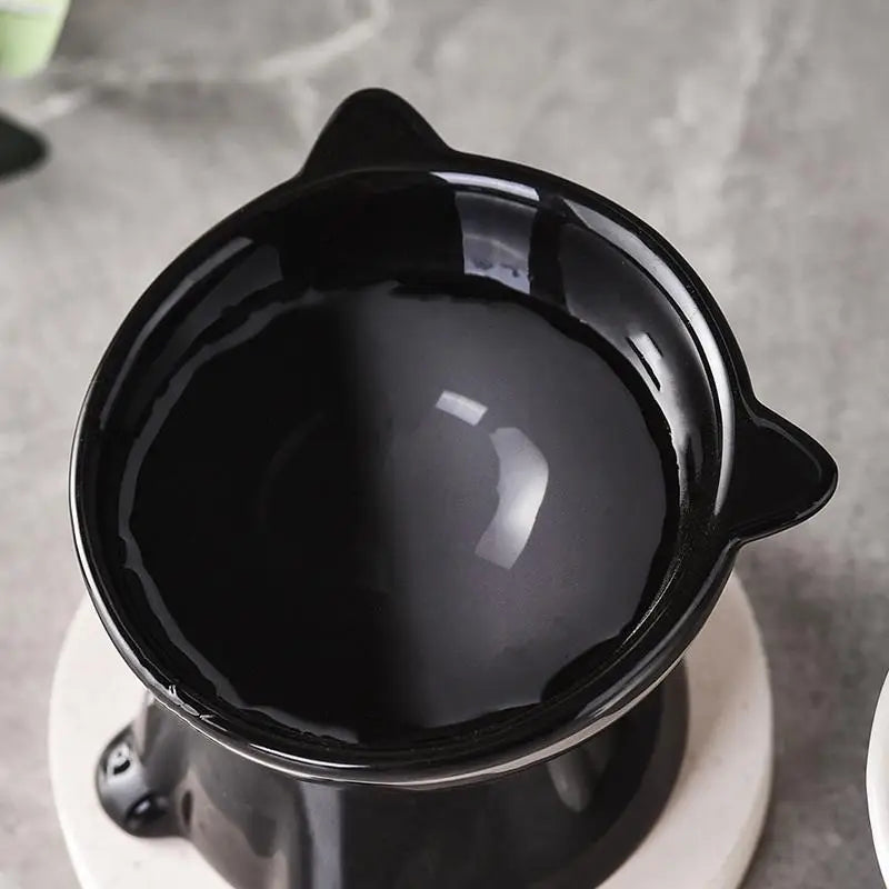 Elevated anti tilt cat bowl neck protection dual-use pet food and water dispenser